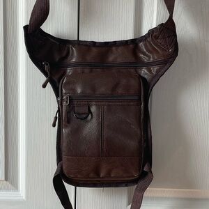 Unisex Black Faux Leather Hip Bag